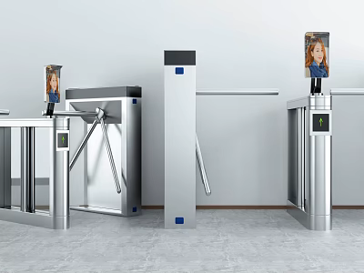 Public Facilities Access Control Turnstiles With Facial Recognition And Metal Design 3d model