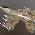 Military Fighter Jet With Camouflage Paint Mounted Missiles And Sharp Nose