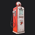 Vintage Red Industrial Gas Pump Equipment Featuring Firechief Branding Fuel Nozzle And Gauge