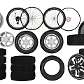 Various Car Tires And Wheel Rims Collection With Stacked Designs And Styles