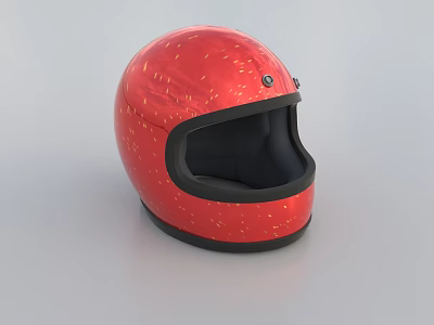 Red Motorcycle Helmet With Glossy Finish And Black Interior For Safety 3d model