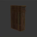 Dark Brown Wooden Cabinet With Vertical Panel Doors And Top Decorative Edge