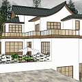 Japanese Style Detached Villa With Black Roof White Walls Garden Courtyard And Mountain View