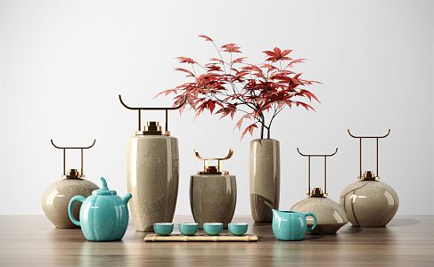 New Chinese vase ornaments 3d model