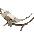 Garden Hammock With Wooden Stand Pillows And Cozy Blanket For Outdoor Relaxation