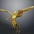 Golden Winged Female Figure Furniture Sculpture With Artistic Design For Home Decor