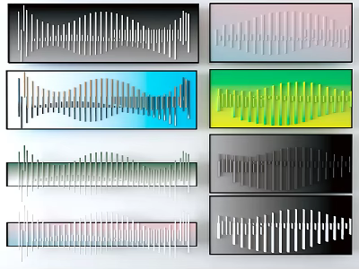Modern Colorful Wall Decor With Striped Design And Various Shapes For Home Interior 3d model