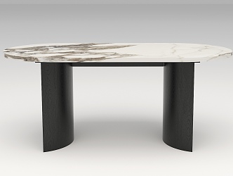 Marble rock plate dining table 3d model