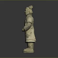 Ancient Chinese Terracotta Warrior Statue With Armored Outfit And Standing Posture