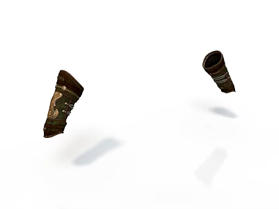 Medieval Style Weapon Vambraces With Intricate Carved Patterns And Leather Details 3d model