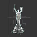Landscape Sculpture Featuring Gray Female Figure Holding Spear And Shield On Tiered Pedestal