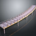 Curved Wooden Landscape Bridge With Railings And Support Pillars Design