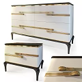 Modern White Chest of Drawers With Golden Handles Black Legs and Trim