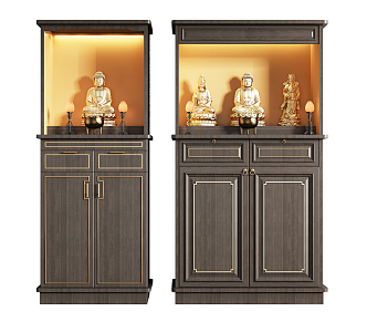 new chinese-style buddha cabinet buddha niche 3d model