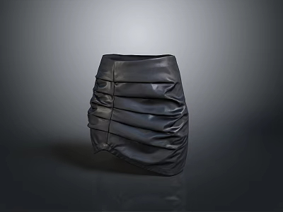 Stylish Black Leather Skirt With Ruched Details And Fitted Silhouette Short Length For Modern Outfits 3d model