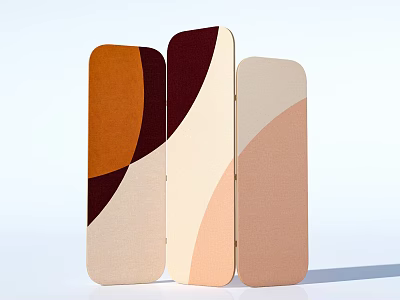 Modern Geometric Room Divider With Brown Beige And Light Brown Panels 3d model