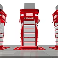 Red Display Pillars for Weilong Latiao with Multi layer Shelves and Floor Mats 3d model