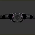 Futuristic Black Stylish Outfit With High Neck Metallic Armor Sleeves And Pink Accents