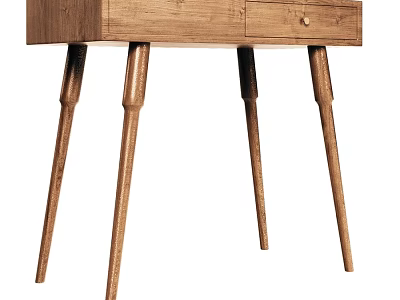 Natural Wooden Dressing Table with Single Drawer and Elegant Tapered Legs 3d model