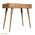 Natural Wooden Dressing Table with Single Drawer and Elegant Tapered Legs