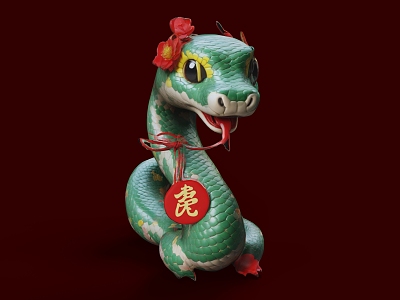 Year of the Snake Zodiac Snake Traditional Culture History Allusion Mythology Legend Lucky Symbol Memorial or Ornament Folk Activities Auspicious Meaning Commemoration 3d model