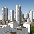 Modern Urban Residential Area Featuring High Rise And Low Rise Buildings