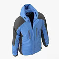 Blue And Gray Hooded Jacket With Zip Pockets And Contrast Sleeves
