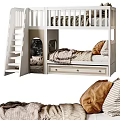 Modern Children's Bunk Bed Design With Ladder Storage Drawers And Cozy Bedding Pillows