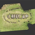 Ancient Stone Circle Site With Arranged Standing Stones And Grass Terrain
