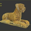Decorative Lying Tiger Shaped Figure With Orange Black Striped Body On Base
