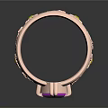 Stacked Rose Gold Rings With Pink Triangular Gemstone Daisy Decorations And Small Green Accent Gem