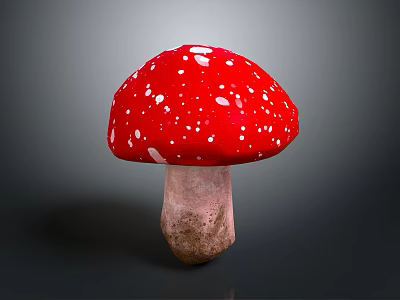 Red Mushroom With White Spots Fresh Natural Food Ingredient For Cooking 3d model