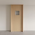 Light Wood Interior Swing Door With Small Glass Panel And Simple Design 3d model