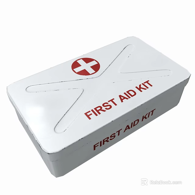 White First Aid Kit Box with Red Cross Symbol and Emergency Medical Supplies 3d model 