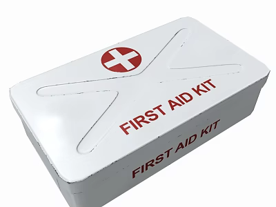 White First Aid Kit Box with Red Cross Symbol and Emergency Medical Supplies 3d model