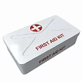White First Aid Kit Box with Red Cross Symbol and Emergency Medical Supplies
