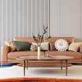 Oval Coffee Table with Textured Metal Top Wood Legs White Vase Green Berries and Magazine