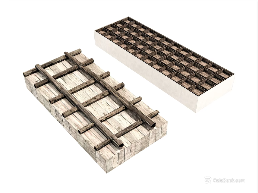Wooden Ceiling Panels With Cross Structure And Grid Pattern For Interior Use 3d model 
