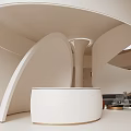 Modern Front Desk Reception Area With Curved White Structure And Interior Design 3d model