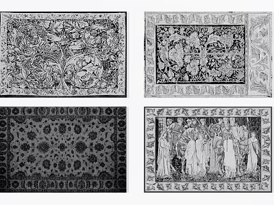 Square Rugs Featuring Floral Geometric and Figurative Patterns for Home Decor 3d model