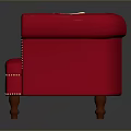 Red Quilted Sofa With White Cushions Nailhead Trim And Wooden Legs