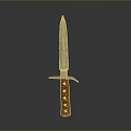 Sharp Metal Blade Knife With Brown Wooden Handle And Rivets