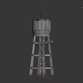 Vintage Water Tower Structure With Metal Frame And Cylindrical Top Spire Design