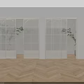 Modern Interior Sliding Doors With White Frames And Glass Panel Design 3d model