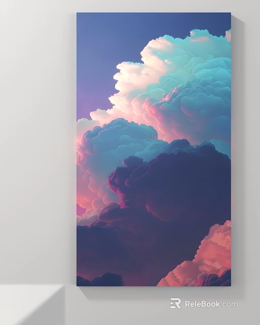 Vibrant Colorful Clouds With Pastel Pink Blue And Purple Hues In Illustration 3d model 