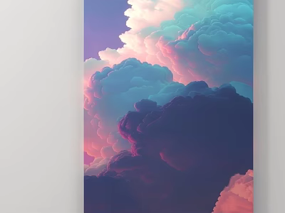 Vibrant Colorful Clouds With Pastel Pink Blue And Purple Hues In Illustration 3d model