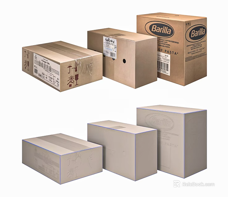 Barilla Household Product Cartons For Storage And Packaging In Various Sizes 3d model 