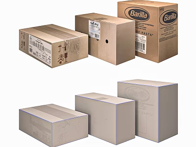 Barilla Household Product Cartons For Storage And Packaging In Various Sizes 3d model