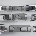 Modern Caravan Style Guesthouse Buildings Multiple Units With Glass Windows And Balconies