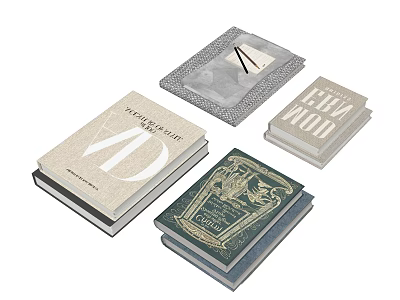 Vintage Hardcover Books With Decorative Covers And Classic Design Elements 3d model
